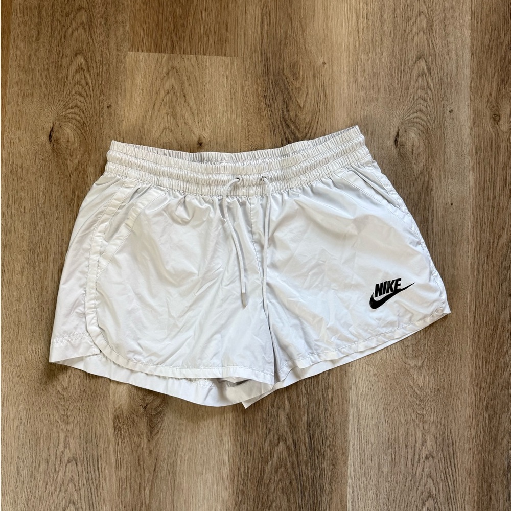 Nike White Women's Athletic Running Shorts with Black Logo